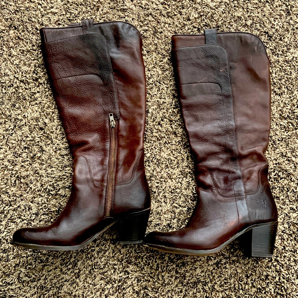 FRYE - brown leather knee high boots
